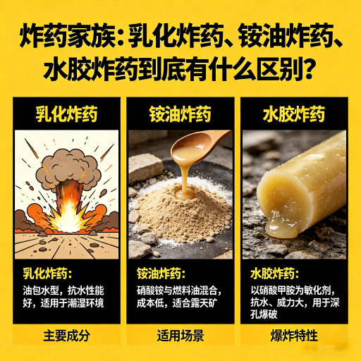 红旗炸药家族：乳化炸药、铵油炸药、水胶炸药到底有什么区别？